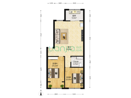 康庄小区西区 2室1厅1卫 83平方