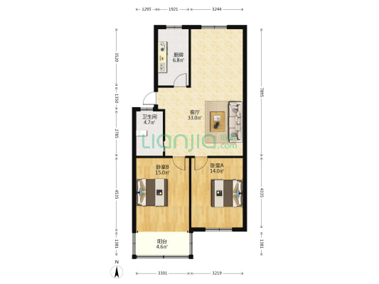 竹园水厂公寓楼 2室1厅1卫 93平方