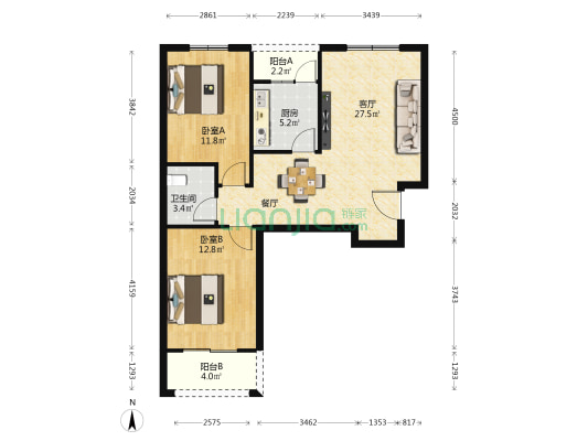 开封诚园 2室1厅1卫 87平方