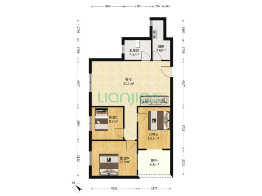长鑫家园 3室1厅1卫 105平方