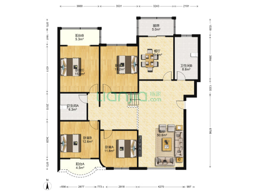 交警队宿舍 4室2厅2卫 175平方