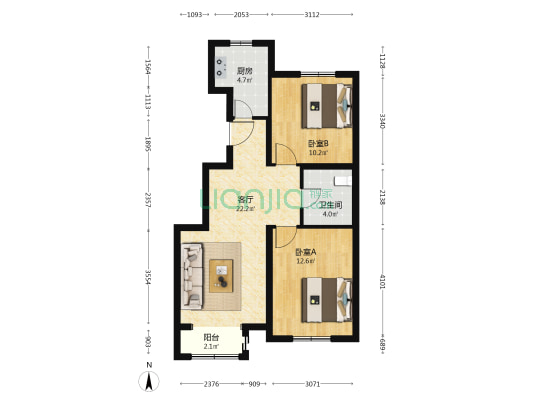 隆兴园一里 2室1厅1卫 82平方