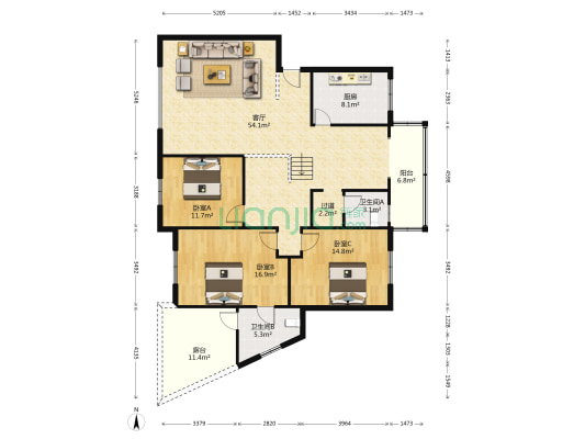 计经局小区 3室1厅2卫 144平方