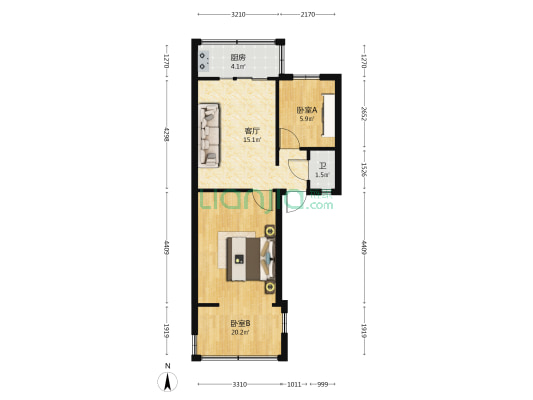 昆瑞路68号 2室1厅1卫 48平方