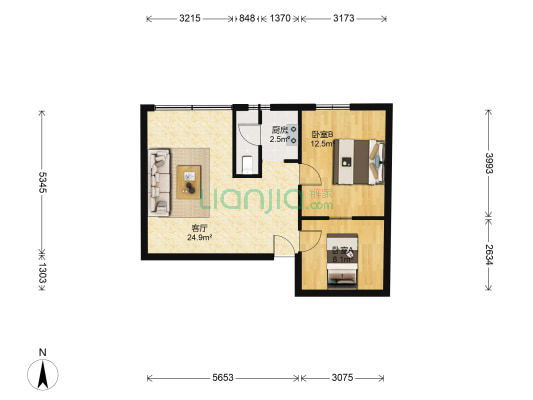 跃华路493号 2室1厅1卫 58平方