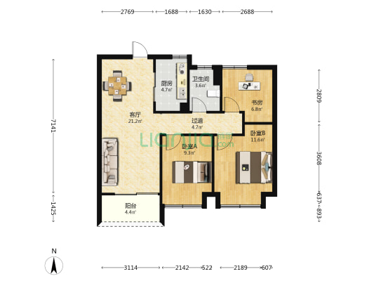 樾芯城 3室1厅1卫 89平方