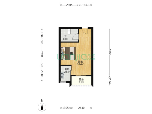 宝龙商业楼 1室0厅1卫 38平方