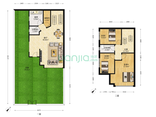 锦绣香江花园丁香园 3室1厅2卫 163平方