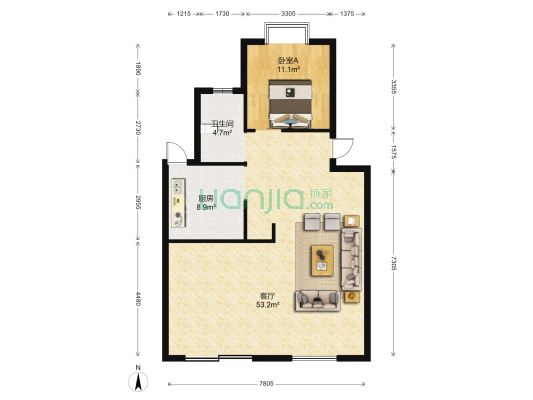 西湖绿洲城一期 1室1厅1卫 180平方