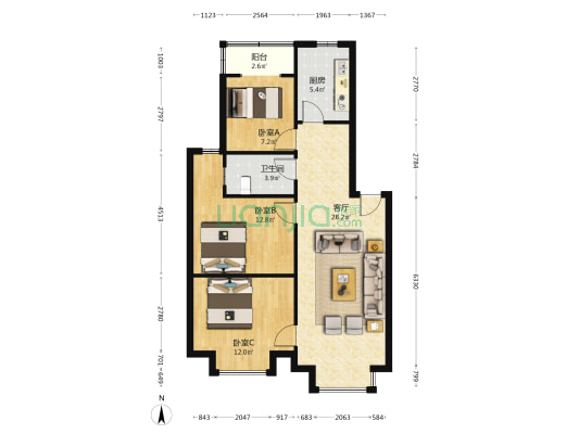 璧渝路460号 3室1厅1卫 87平方