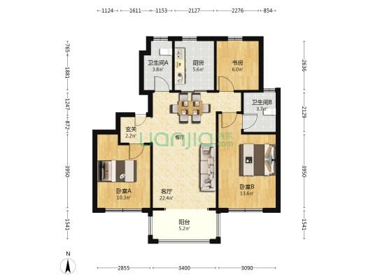 中建大椿·嘉利椿廷 3室1厅2卫 96平方