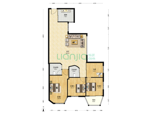 高乐大厦 4室1厅2卫 183平方