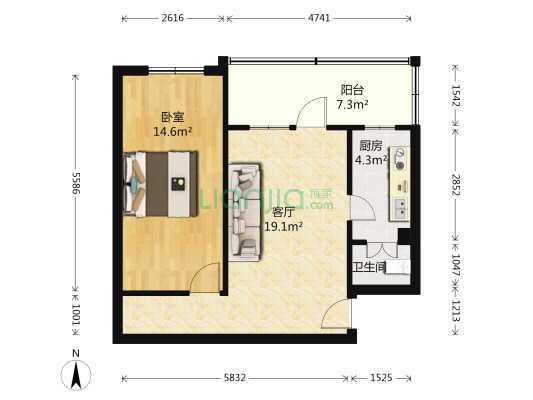 行仁里2号 1室1厅1卫 75平方