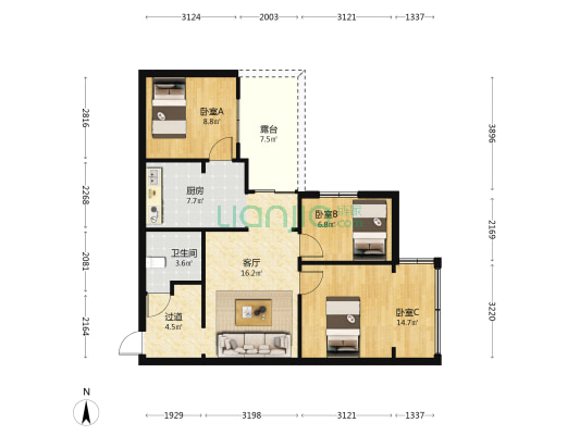 巡津街30号 3室1厅1卫 67平方