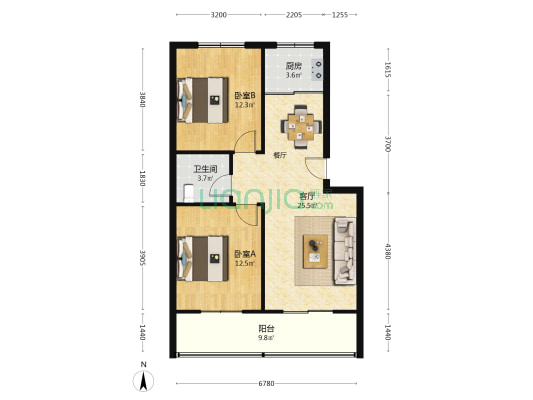万和小区 2室1厅1卫 89平方