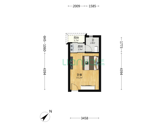 阳光海寓 1室0厅1卫 29平方