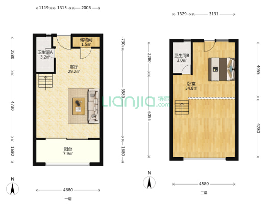 天域广场 1室1厅2卫 103平方
