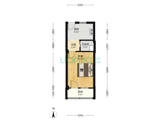 红星路恢复楼 1室0厅1卫 33平方