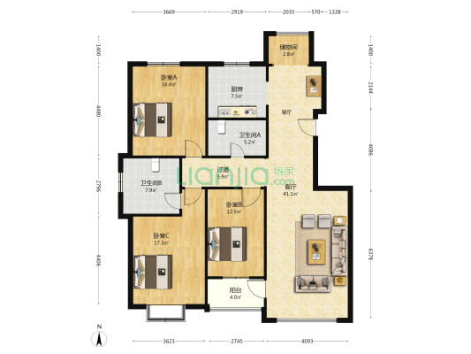 阳光嘉园(昌邑市) 3室1厅2卫 156平方