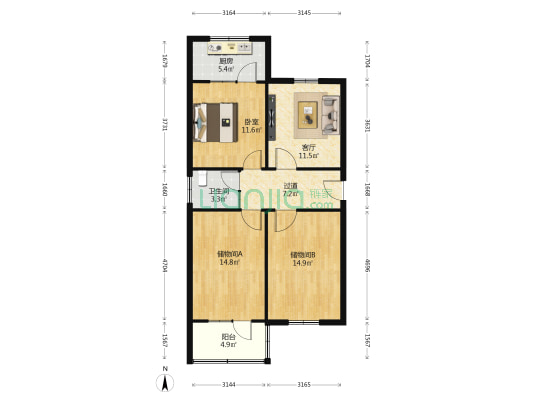 万年社区四零七站居民小区 1室1厅1卫 69平方
