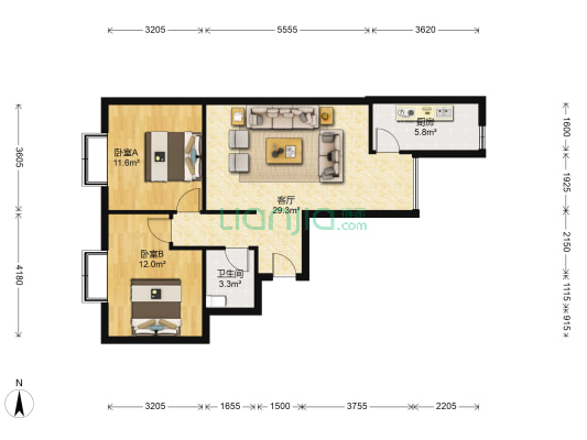 马牧逸苑 2室1厅1卫 85平方