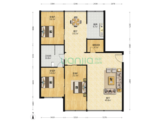 兰州银行家属院 3室2厅1卫 187平方