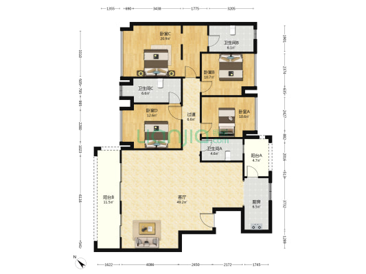 星悦礼玉金湾旖岚台 4室1厅3卫 165平方