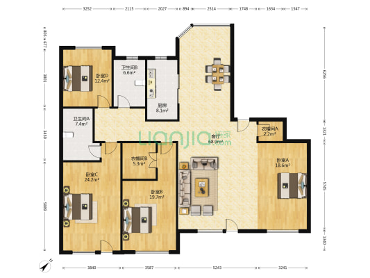 瑾翠华府 4室1厅2卫 209平方