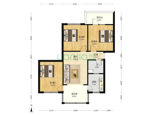 兴蓉南一巷6号 3室1厅1卫 95平方
