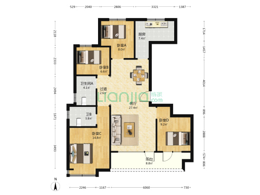龙泉·翠湖公馆 4室1厅2卫 125平方