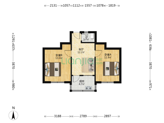 河南豫剧院一团家属院 2室1厅1卫 49平方