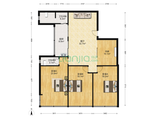 斌升街8号 4室1厅2卫 115平方