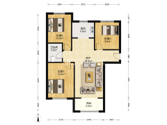 狮子城95平大三居室毛坯中间楼层115万-涿州K2狮子城北区户型图