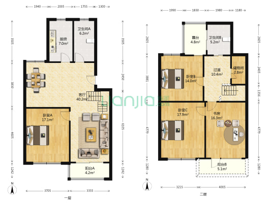 方泉苑H块 4室1厅2卫 92平方