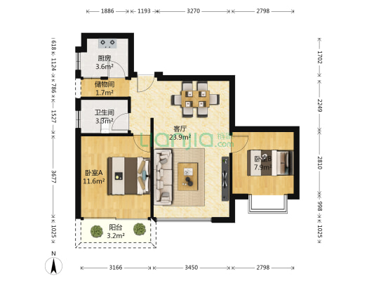 果香苑北苑 2室1厅1卫 74平方