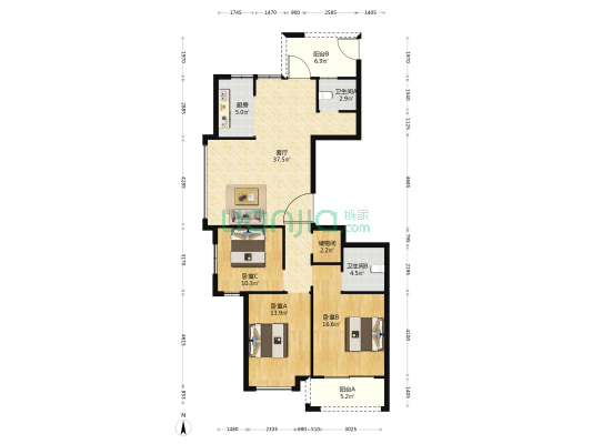瓯悦嘉园 3室1厅2卫 137平方
