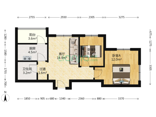 辰发花园 2室1厅1卫 65平方