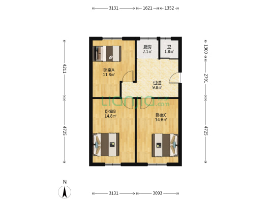 省机电公司宿舍 3室0厅1卫 75平方