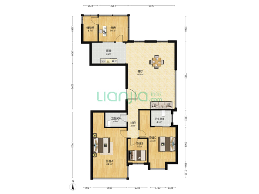 瓯东景苑 4室1厅2卫 165平方