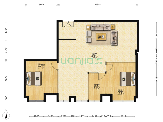 奥园金莎广场 3室1厅0卫 155平方