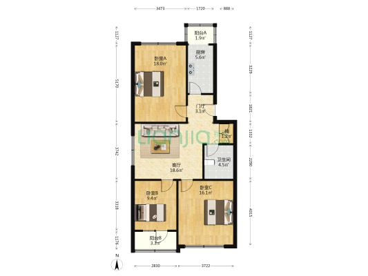 政府楼 3室1厅1卫 99平方