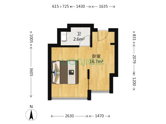 芯汇湖商务中心 1室0厅1卫 33平方