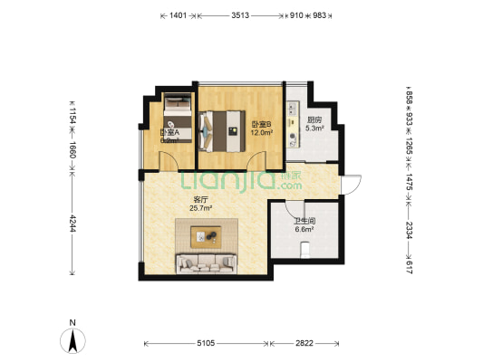 桐梓林7号 2室1厅1卫 82平方