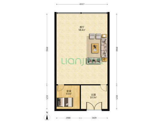 新迪商务 1室1厅0卫 109平方