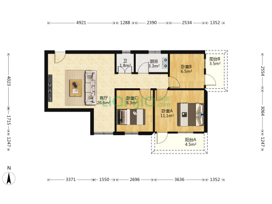 怡景花园(高明) 3室1厅1卫 72平方