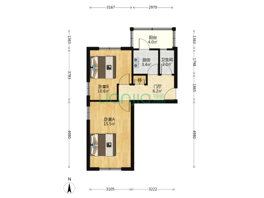 东花园大楼 2室0厅1卫 54平方