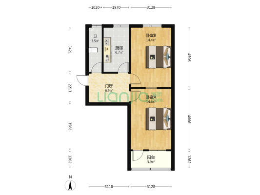 人民路153号院 2室0厅1卫 60平方