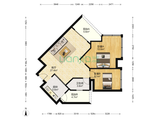 汇星台 2室1厅1卫 84平方