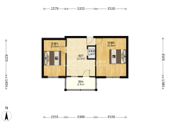 70年大产权桃园南关户口学满五年税少低总价南向两居-涿州幸福小区(涿州)户型图
