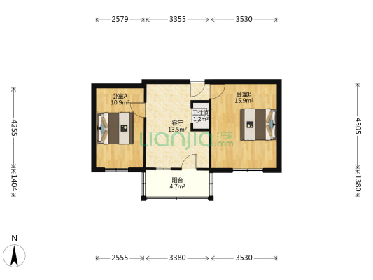 幸福小区(涿州) 2室1厅1卫 58平方